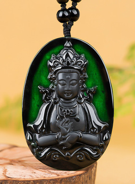 翠莹福天然墨翠a货翡翠度母观音佛像玉石吊坠冰种挂件玉坠C254