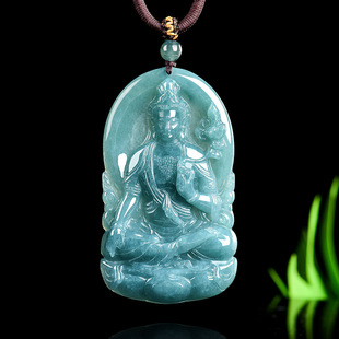 翠莹福天然A货翡翠蓝水大势至观音玉吊坠生肖马守护神本命佛GY71