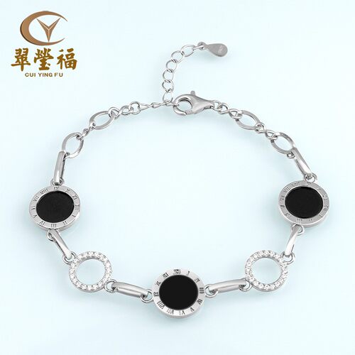 s925天然翡翠墨玉手链简洁时尚
