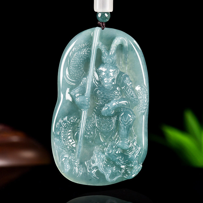 翡翠蓝水黑神话悟空齐天大圣吊坠