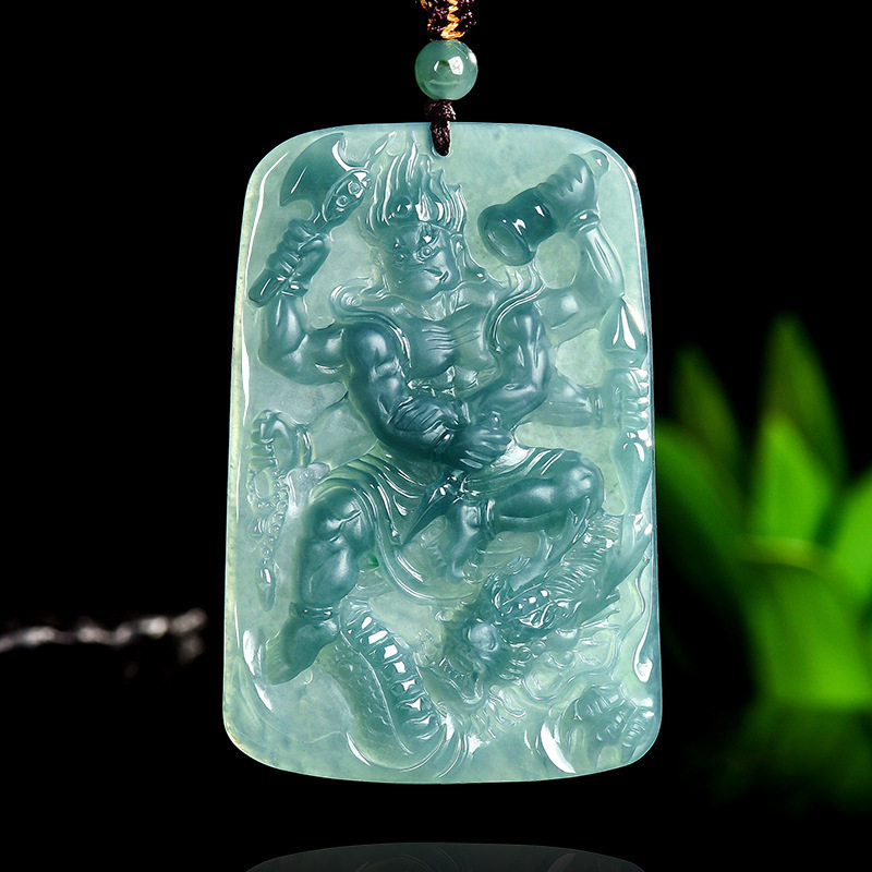 天然A货翡翠冰种蓝水神龙不动明