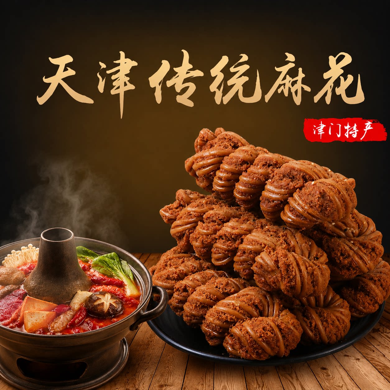 天津风味香酥大麻花经典老式风味醇香传统麻花便宜33g/根零食