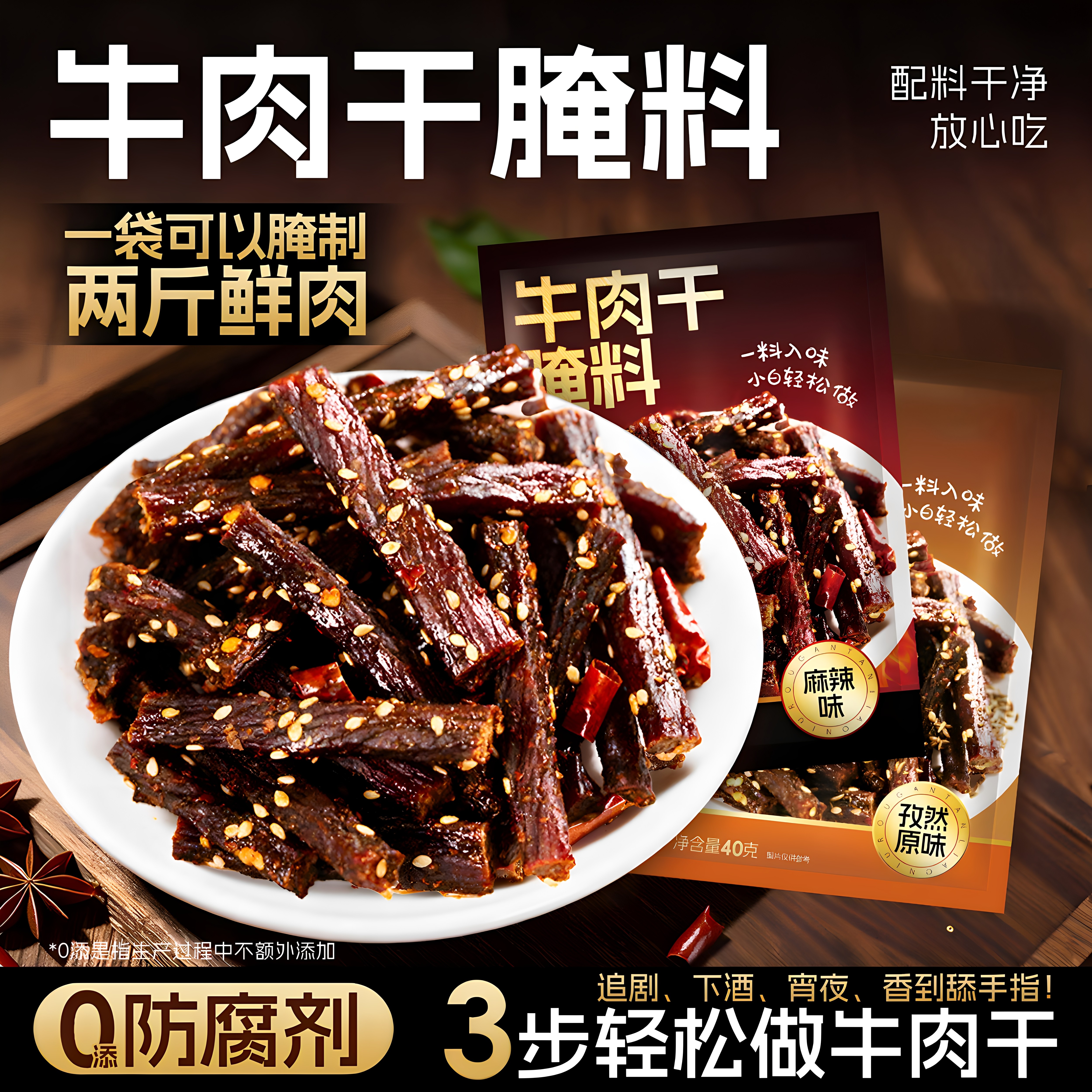 【内蒙古风味】牛肉干腌制料自制麻辣风干家庭手撕牛肉五香调料包