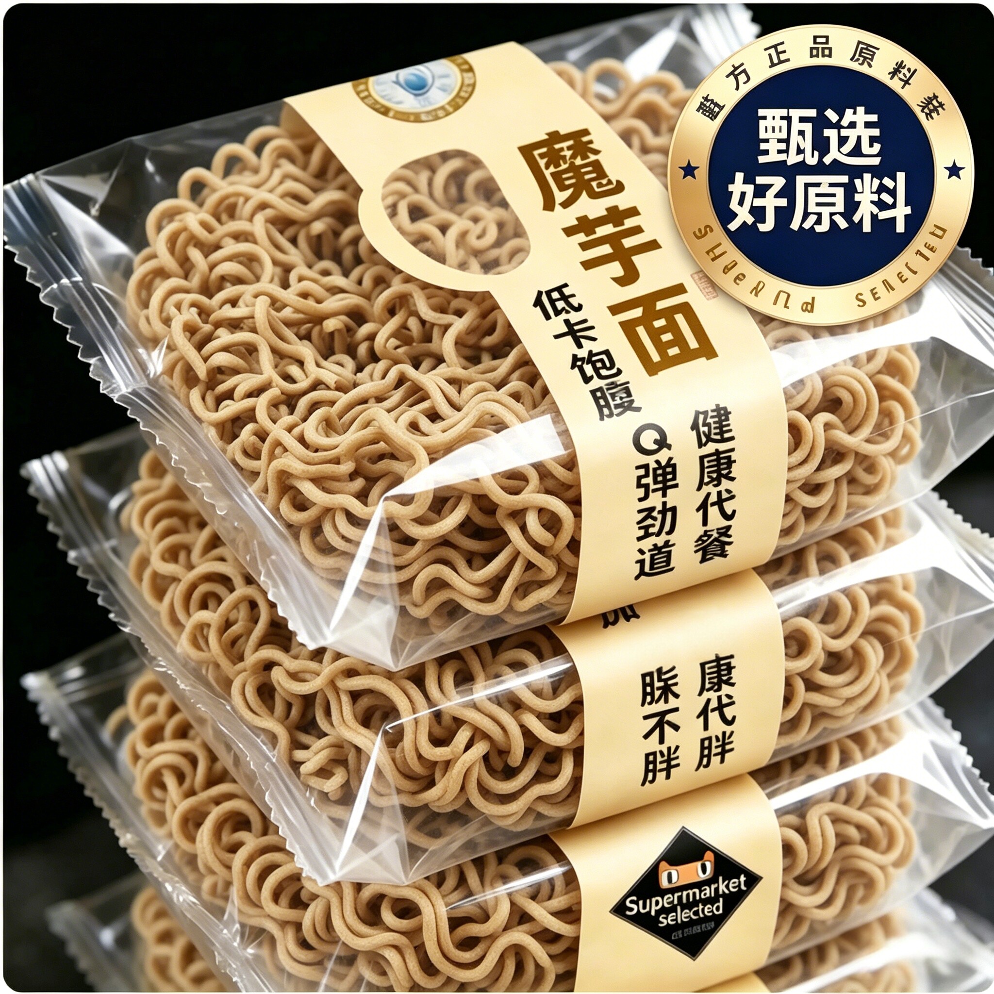 0脂肪低卡魔芋荞麦面无糖全麦粗粮泡面控糖专用主食品旗舰店官方