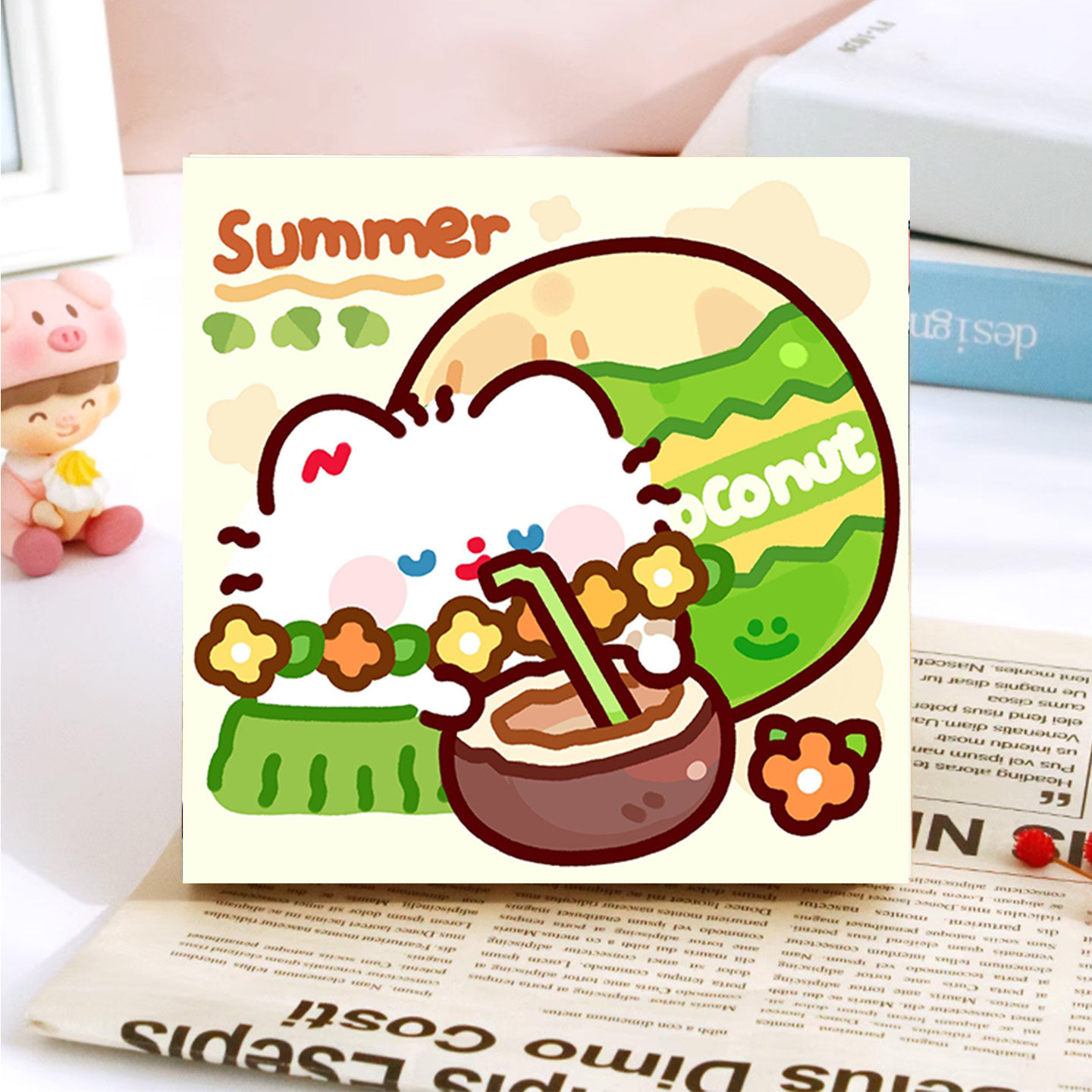 水果猫咪数字油画diy填色卡通儿童简单小尺寸的可爱涂鸦丙烯画画图片