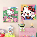 HelloKitty数字油画diy卡通动漫填色治愈系油彩画涂色丙烯画