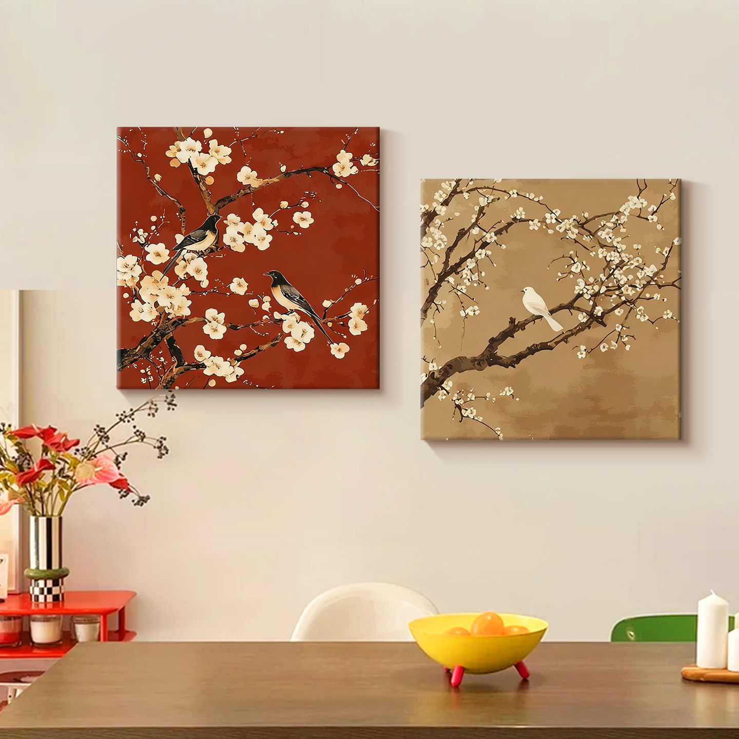 喜上眉梢数字油画diy填色画手绘丙烯油彩画新中式国风装饰画手工