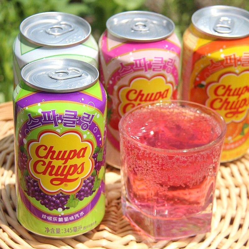 韩国珍宝珠珍啵乐果味汽水真宝珠奶油草莓味碳酸饮料 345ml*3罐装