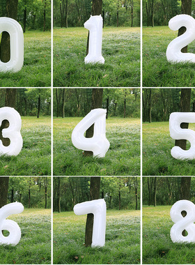 生日数字气球白色32寸ins野餐拍照儿童周岁宝宝派对装饰场景布置