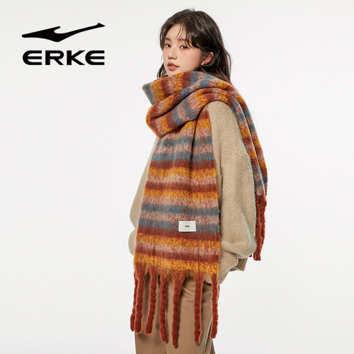 秋冬加厚韩版女条纹围巾保暖