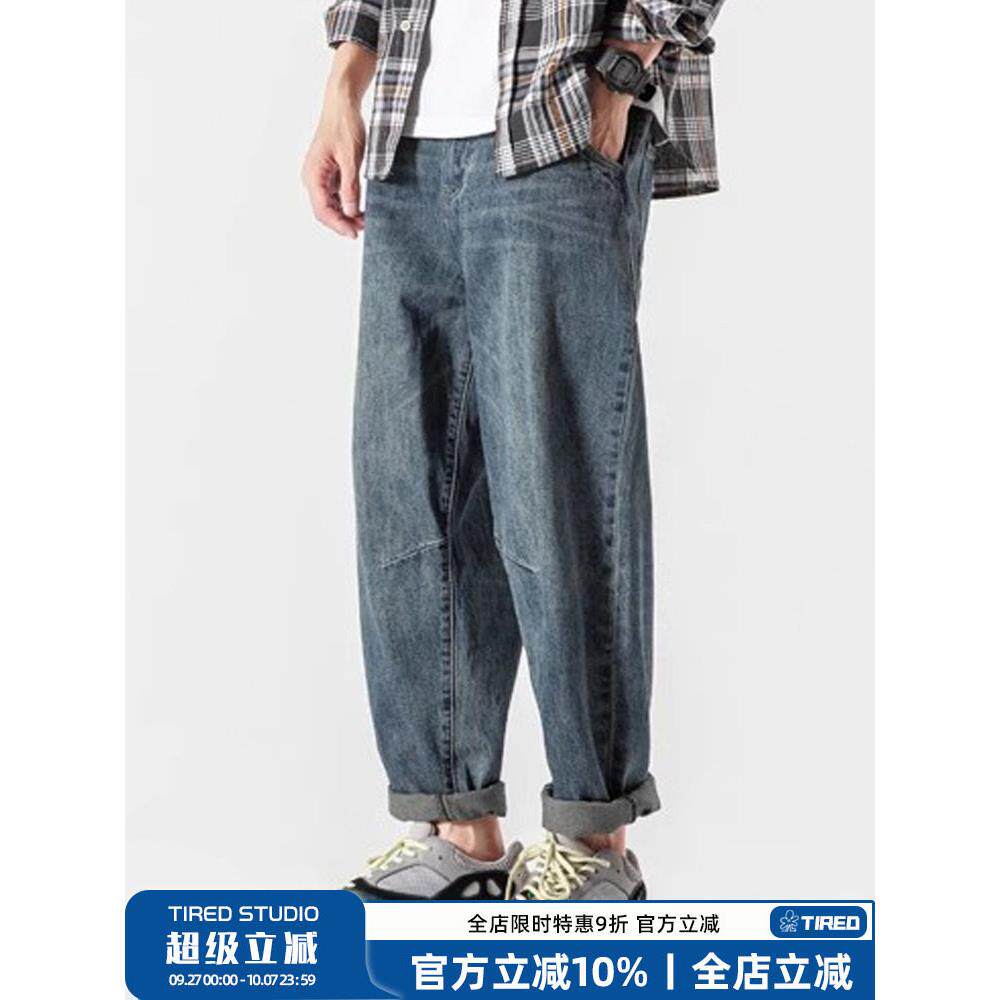 春秋季美式覆古牛仔裤男宽松潮牌直筒裤潮男工装裤学生休闲长裤子