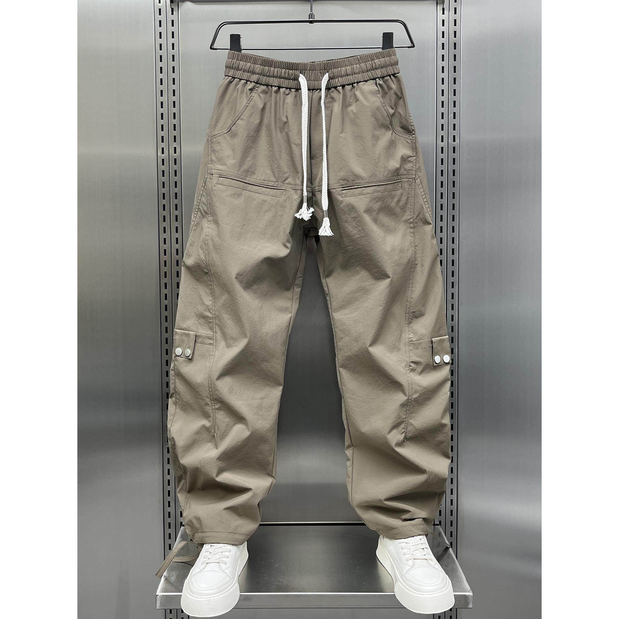 2026夏季男款裤子美式宽松直筒工装裤薄款纯色春秋长裤痞帅休闲裤