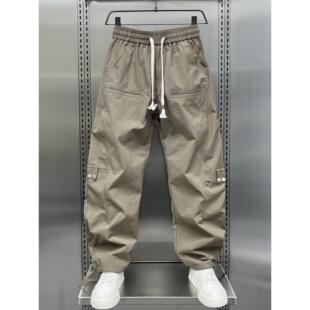 2026夏季男款裤子美式宽松直筒工装裤薄款纯色春秋长裤痞帅休闲裤