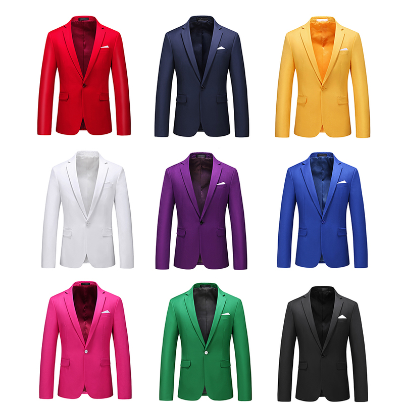 男士白色大码商务休闲正装西装外套红色西服套装新郎结婚演出礼服