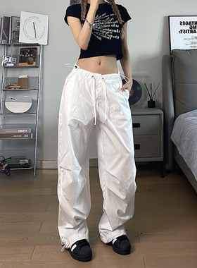 FunnySumey美式复古阔腿伞兵裤设计感休闲裤宽松裤子冲锋裤男女潮