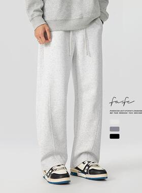 FAFC春季新款重磅弯刀卫裤男美式潮牌宽松休闲直筒阔腿运动长裤子