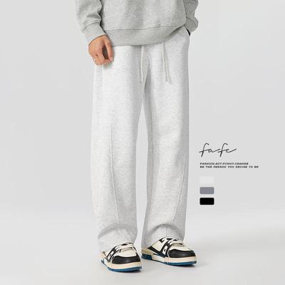 FAFC春季新款重磅弯刀卫裤男美式潮牌宽松休闲直筒阔腿运动长裤子