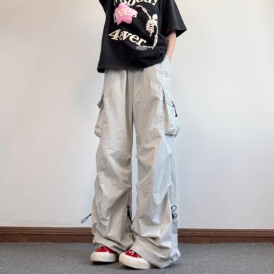 FishBall春夏薄款浅色宽松速干伞兵裤户外工装裤男女休闲裤