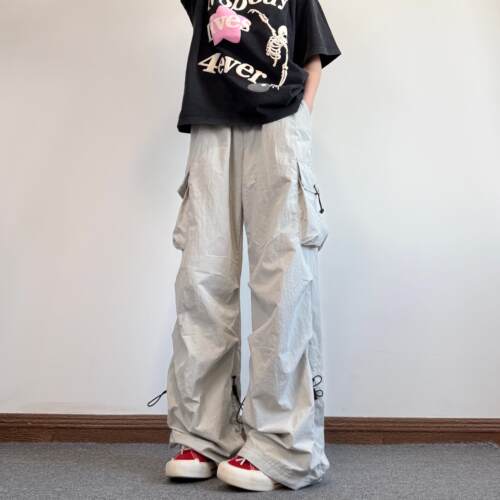 FishBall春夏薄款浅色宽松速干伞兵裤户外工装裤男女休闲裤