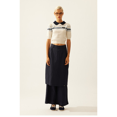 娃娃领针织条纹短袖T恤上衣休闲