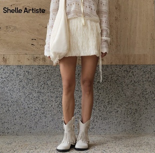 ShelleArtiste26春季新款艺术感简约时尚百搭进口压褶裙裤