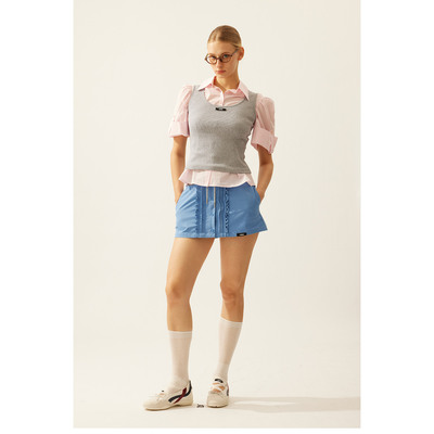 学院风短裙女休闲抽绳A型裙裤