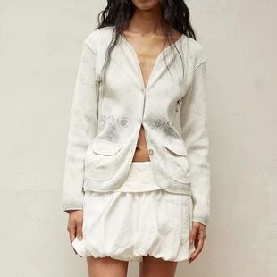 女款 26春夏 circle方圆海洋印花坑条毛衣开衫 square