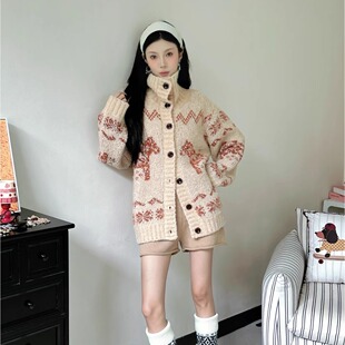 YIII CHUAN EO 一川新品25秋冬圈圈纱费尔岛毛衣开衫