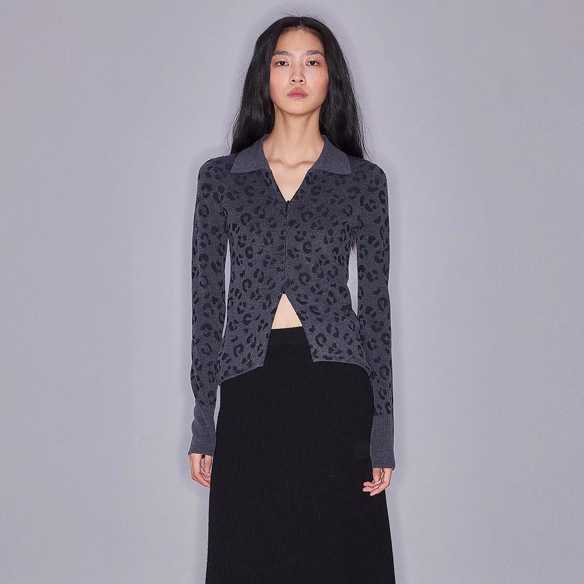 新品坑条组织中长针织半裙