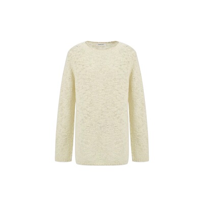 CONCISE-WHITE简白2025秋冬新品钩边圆领羊毛毛衣针织衫上衣女装