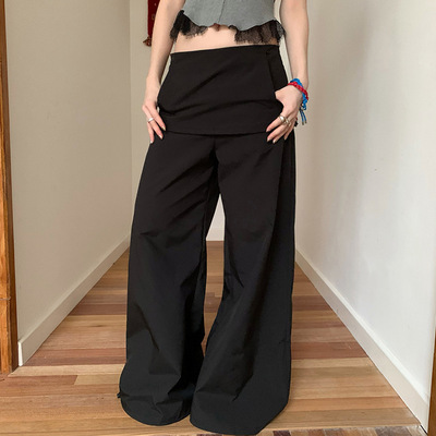 MMFISH辣妹街头袋鼠裤休闲宽松裙裤显瘦下摆可调节抽绳阔腿