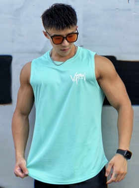 无袖背心男速干运动宽松短袖T恤潮牌ins健身衣服加大码篮球训练衣