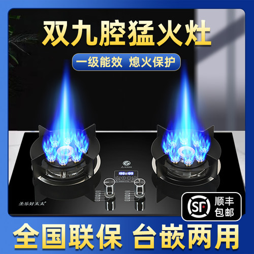 圣乐好太太燃气灶双灶家用煤气灶嵌入式天然气灶具台式液化气猛火