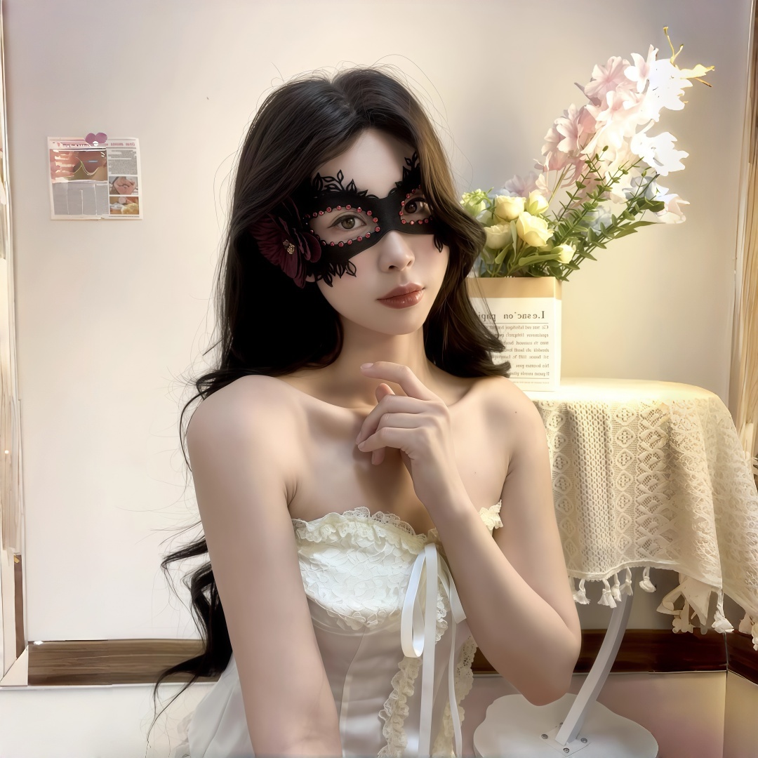 半脸面具性感神秘女王面纱