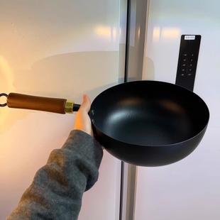 古法大肚锅手工锤纹家用无涂层铁锅迷你一人食炒锅已开锅加厚耐用