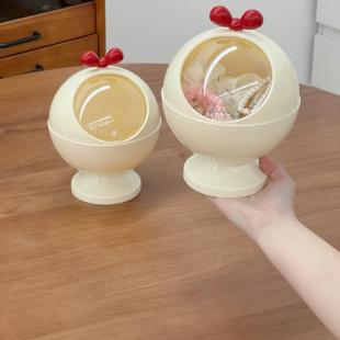 大容量可爱家用盒子收纳头绳首饰发箍高级带盖防尘透明桌面收纳桶