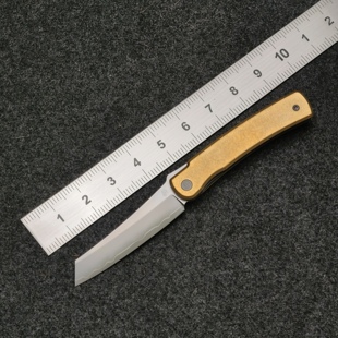 北山物志出品日式肥后守户外旅行小折刀水果刀黄铜柄烧刃