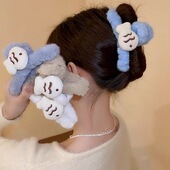 蓝色小鱼毛绒发夹女后脑勺可爱鲨鱼夹子头饰秋冬抓夹女2023年新款
