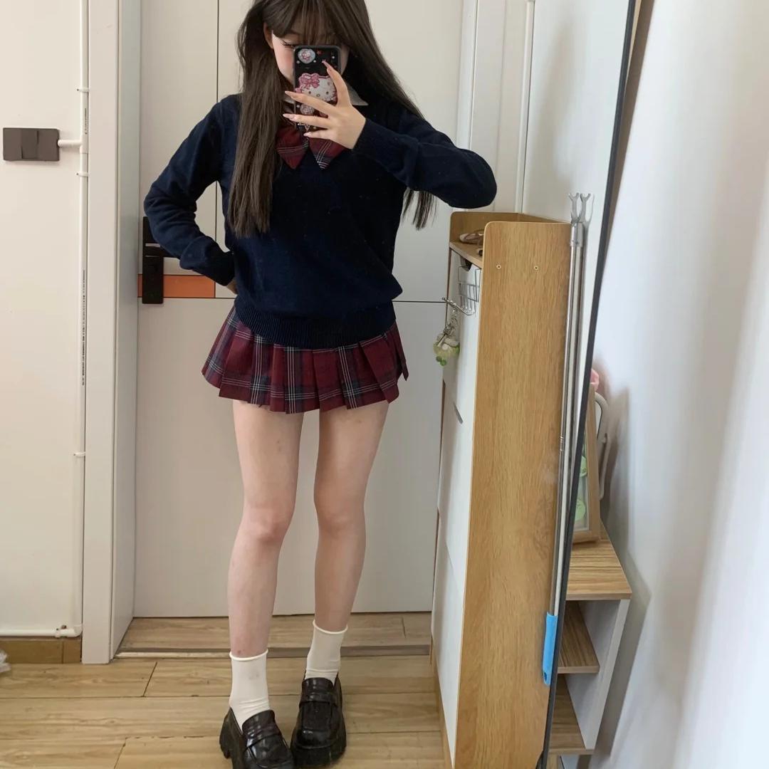 胖薯大码学院风jk毛衣开衫外套套装女秋冬新款慵懒风宽松针织上衣图片