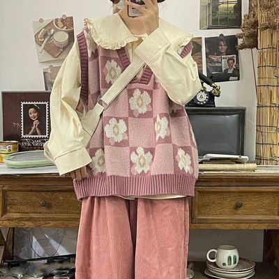 娃娃领针织马甲大码设计感小众