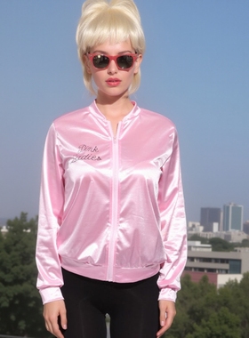 欧美短款棒球服时尚百搭夹克粉色外套 Baseball Jacket Womens s