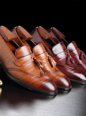 Big Size 37-48 Men Leather Loafers Tassel Brogue Dress Shoes