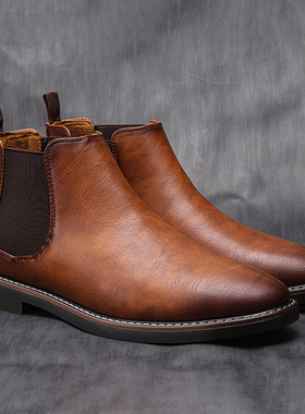 40~46 Chelsea Boots Men Comfortable Fashion Leather Shoes