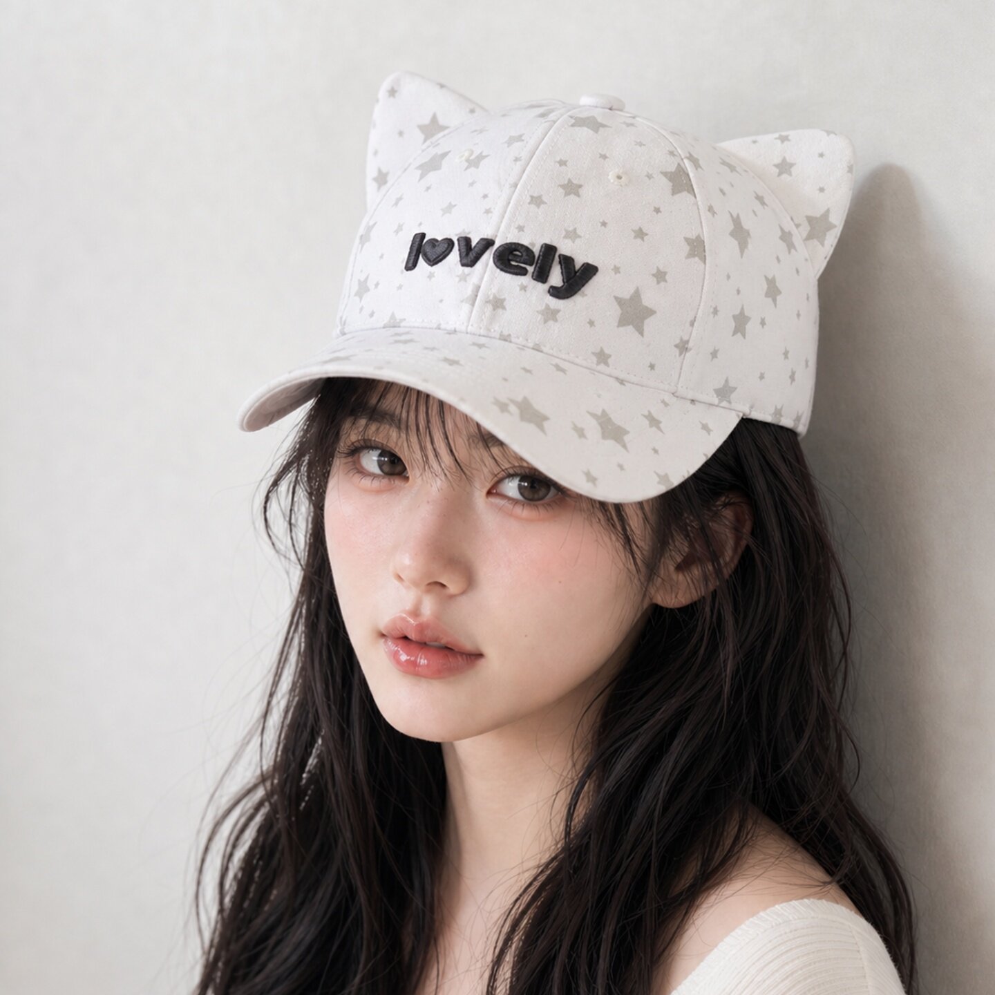 可爱猫耳星星软顶防晒棒球帽女