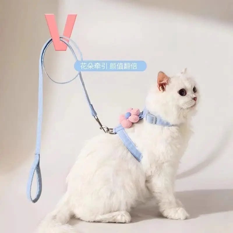 猫咪牵引绳防挣脱遛猫牵引绳猫绳子猫牵引外出可调节专用猫绳背带