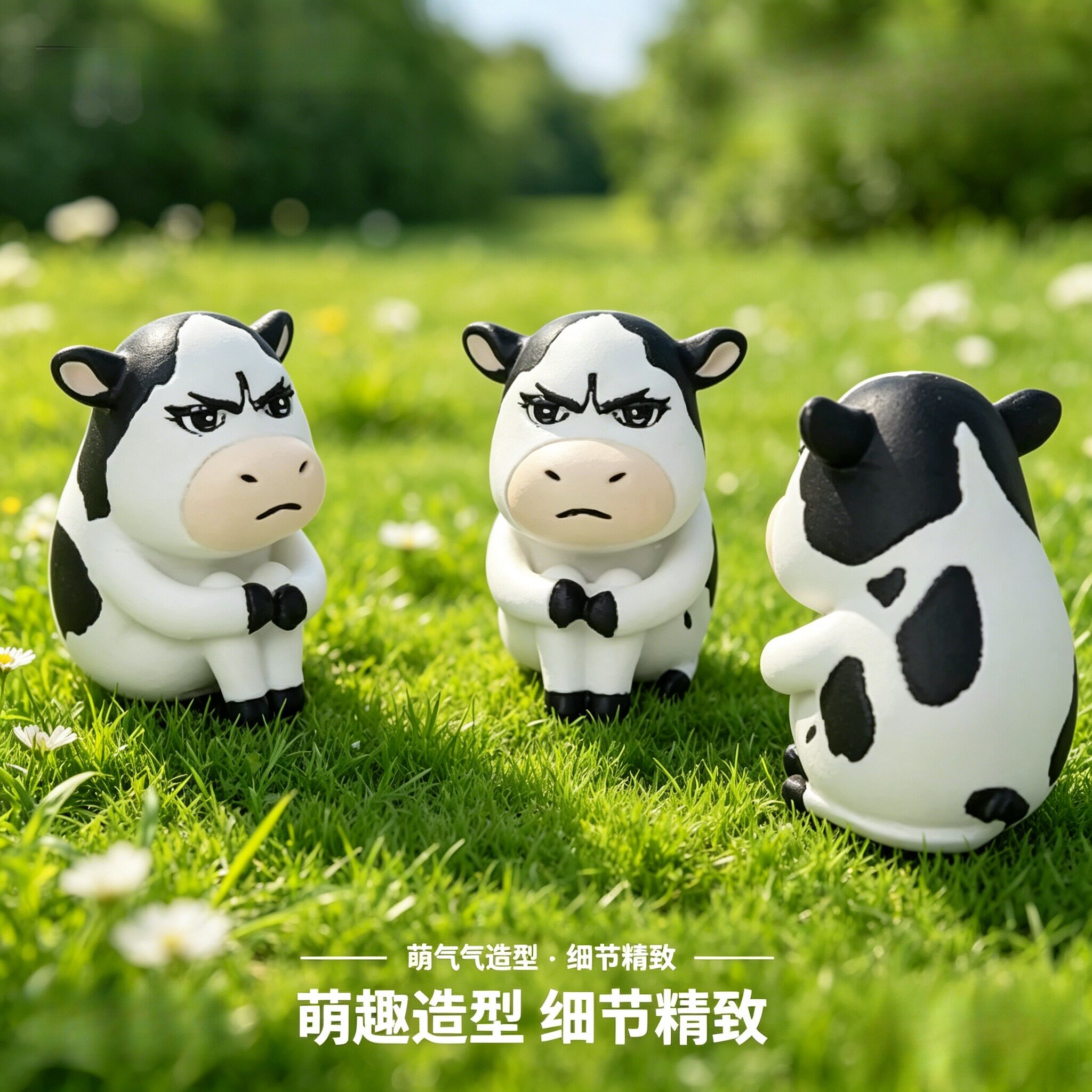 可爱的小东西热卖3D打印草地牛网红爆款表情包手办玩偶玩具奶牛摆