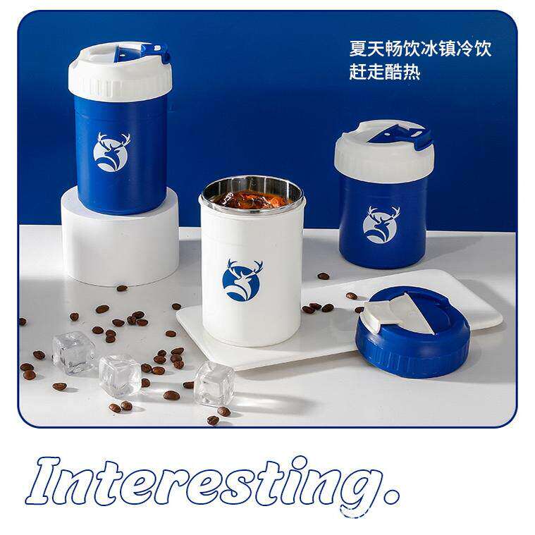 杯子不锈钢咖啡杯双层隔热带盖子马克杯学生牛奶杯情侣随行杯