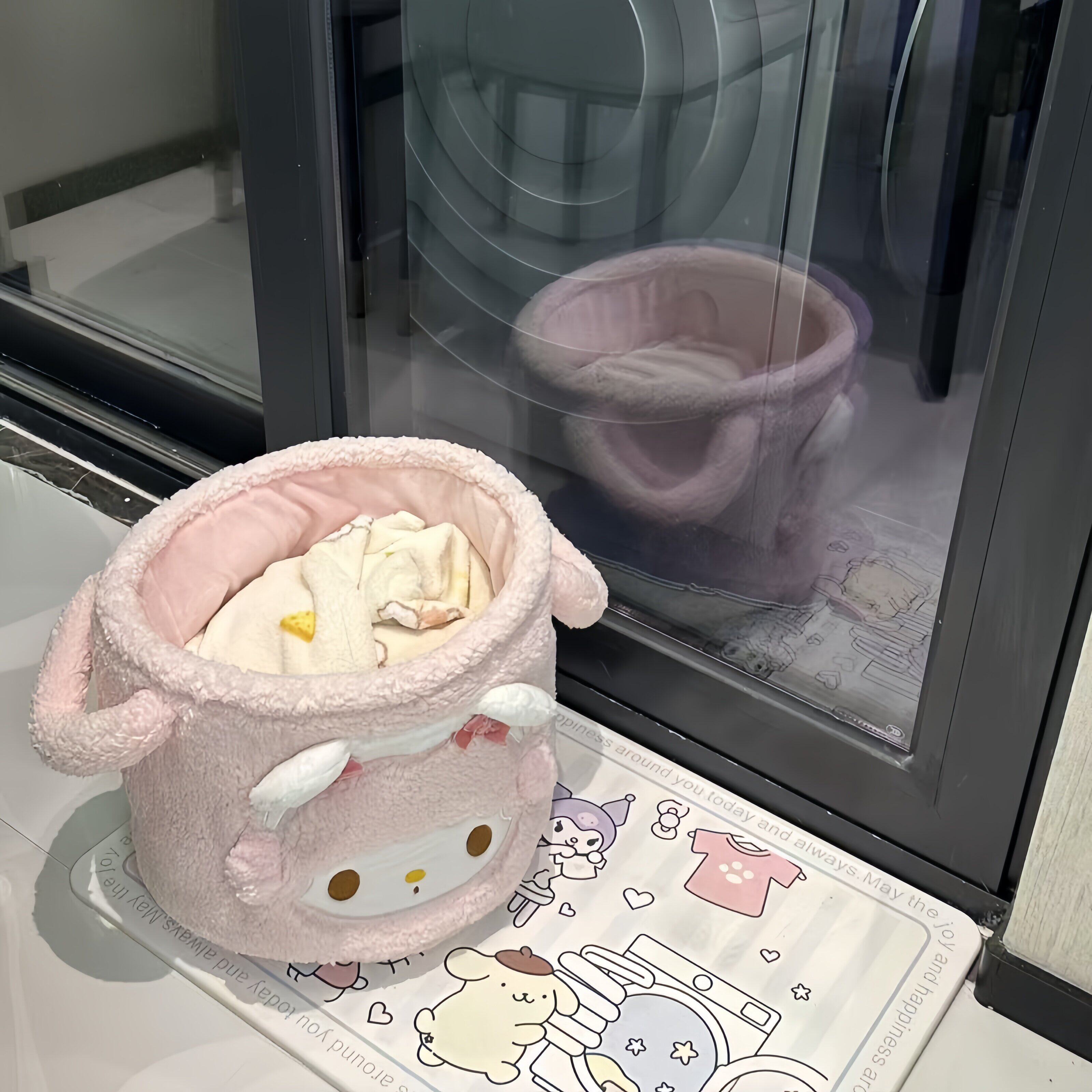 可爱小羊收纳桶少女心儿童房玩具零食整理杂物桶圆凳换鞋凳坐凳
