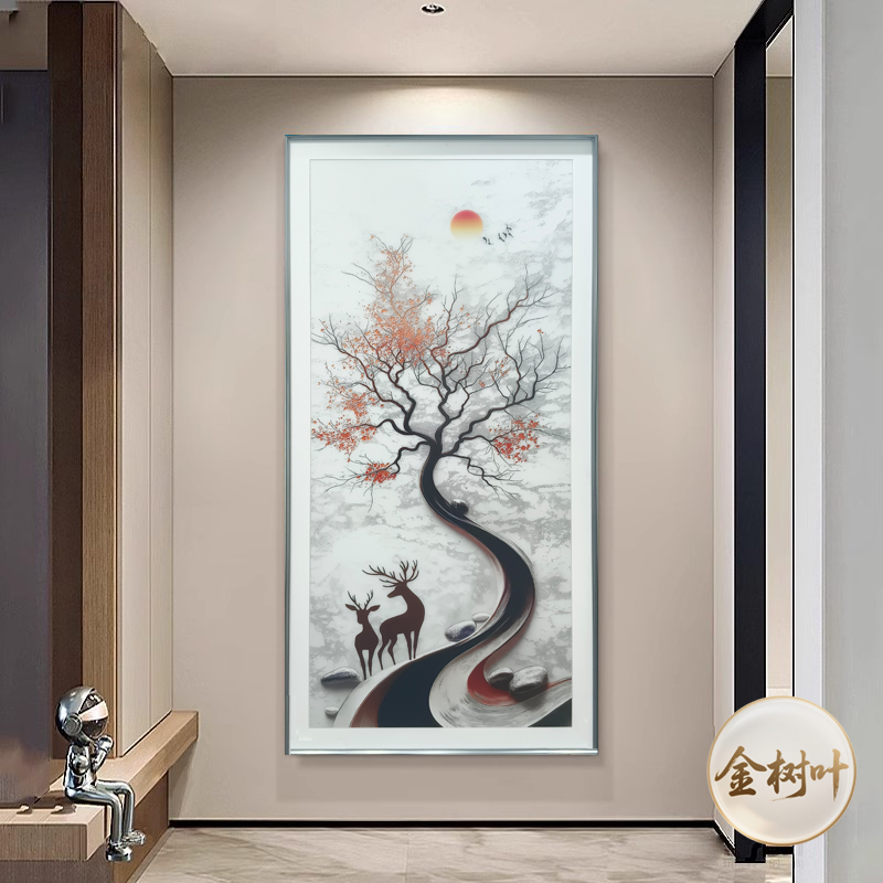 琉璃彩工艺铝合金框挂画超白钢化玻璃装饰画现代简约玄关走廊挂画图片