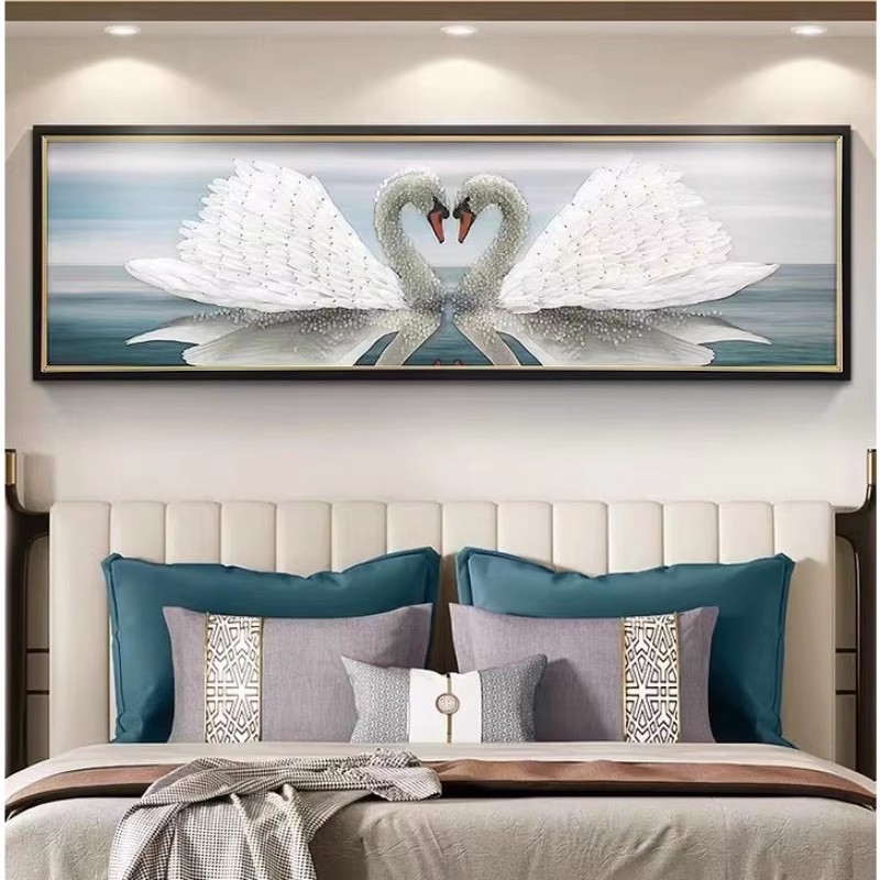 卧室床头装饰画现代轻奢床头背景墙主卧立体实物画卧室挂画壁画图片